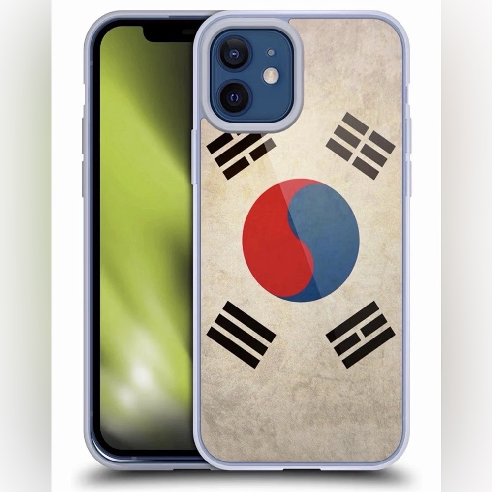 iPhone 12 South Korean Vintage Flags Gel Case [Military Grade Protection]
